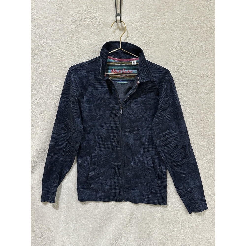 Robert Graham‎ Shirt Sweater Mens XS Full Zip Pockets 100% Cotton Preppy